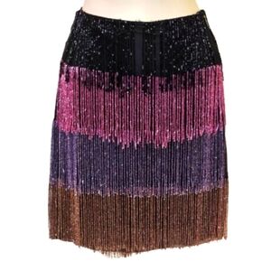 Nasty Gal Black, Pink, Purple, and Brown Beaded Mini Skirt